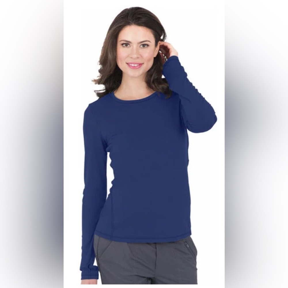 Purple Label by Healing Hands Women's Mackenzie Solid Underscrub Tee in Navy, S